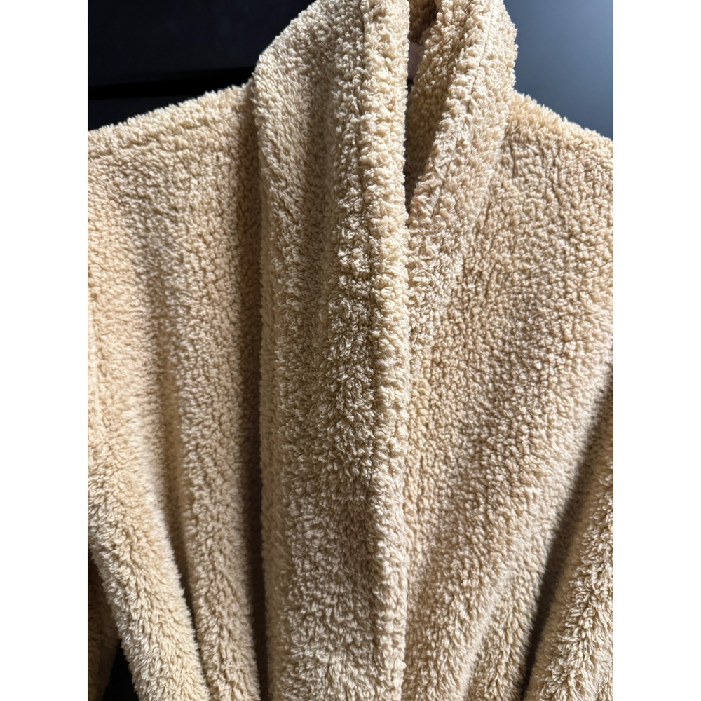 Pottery Barn Teddy Bear Robe Camel Tan Faux Fur Plush Bathrobe Medium - Picture 4 of 8